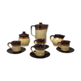 Brown Coffee Set in Faenza Ceramic. Handmade Made in Italy 1970