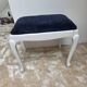 Vintage French Louis XV style stool in patinated white wood