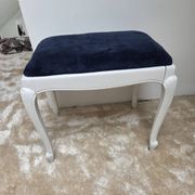 Vintage French Louis XV style stool in patinated white wood