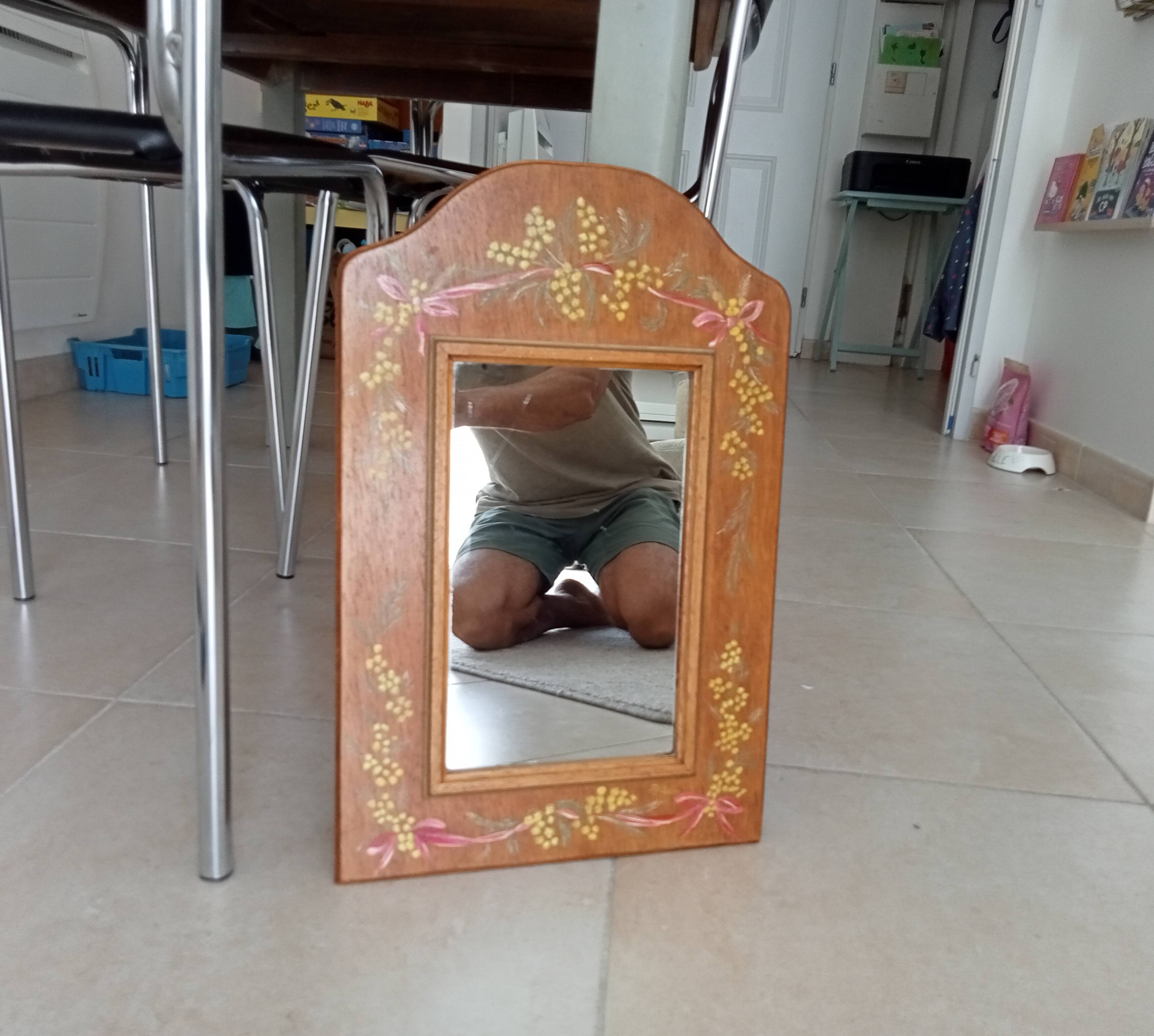 Vintage hand painted wooden mirror 46*30