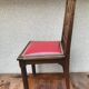 Pair of old chairs art deco in sculpted wood & vintage red leather seat