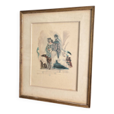 Lithograph Elegant Woman Greyhound Latin Union Edition Lucien Fontanarosa