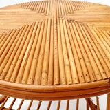 Round rattan marquetry coffee table