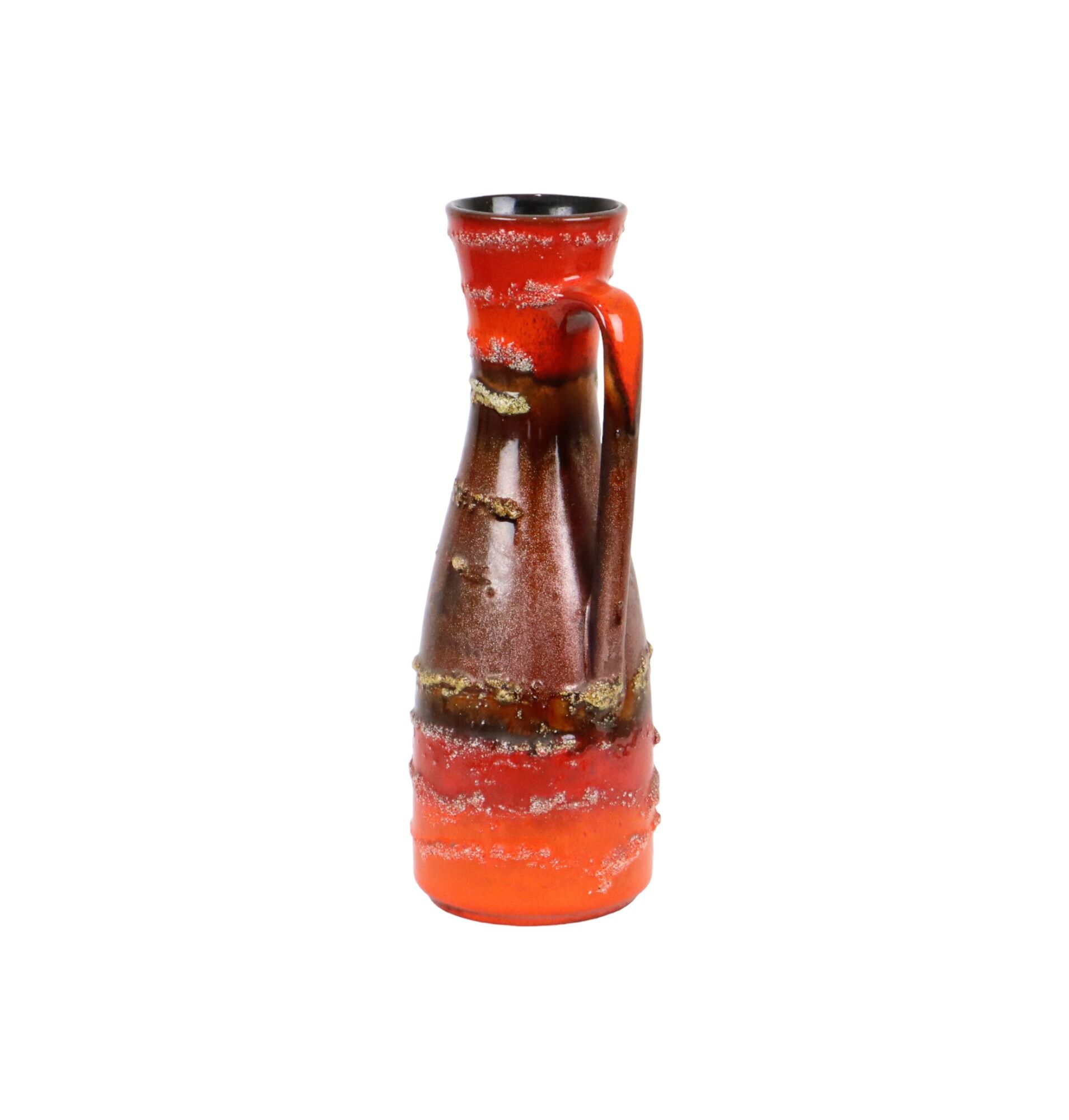 Fat lava vase Carstens west germany red orange drip glaze 6013-30