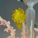Venetian chandelier in multicolored Murano glass predominantly milky white, 12 arms of light