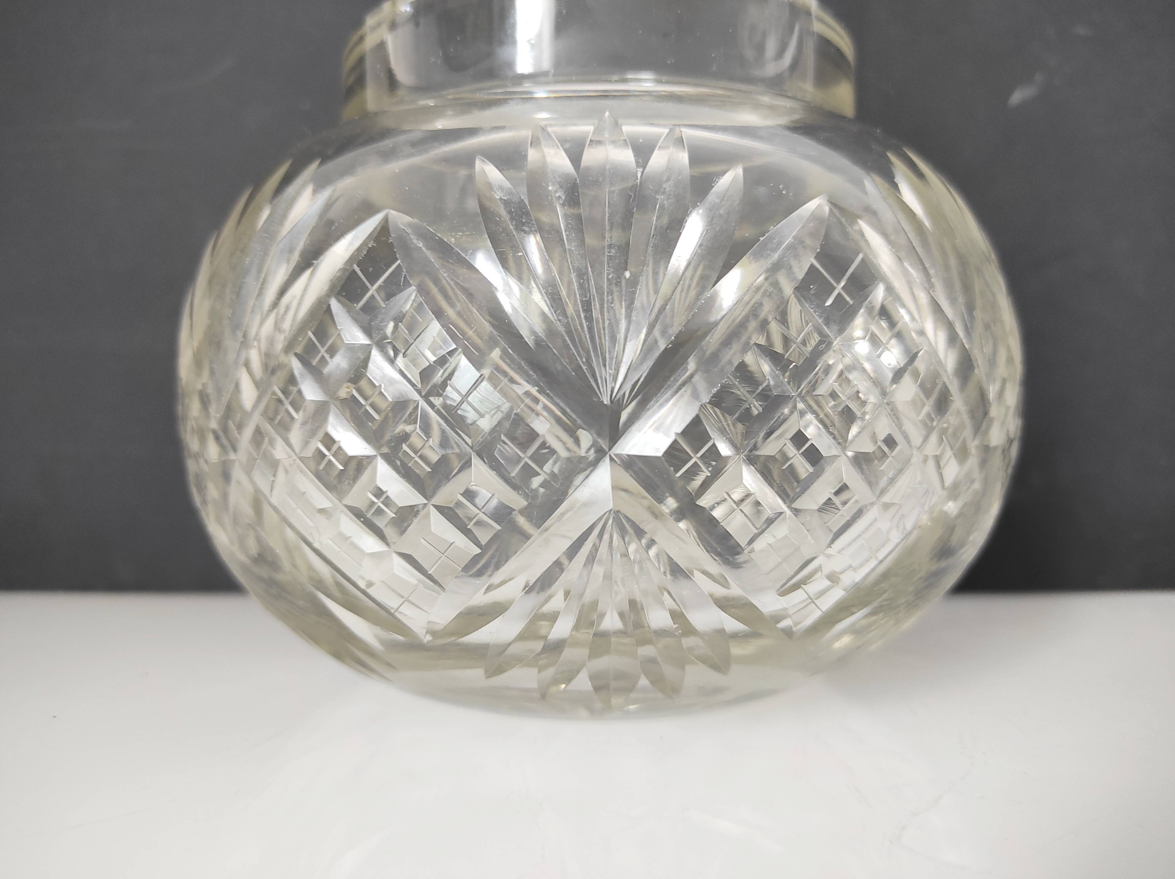 Cut crystal ball vase