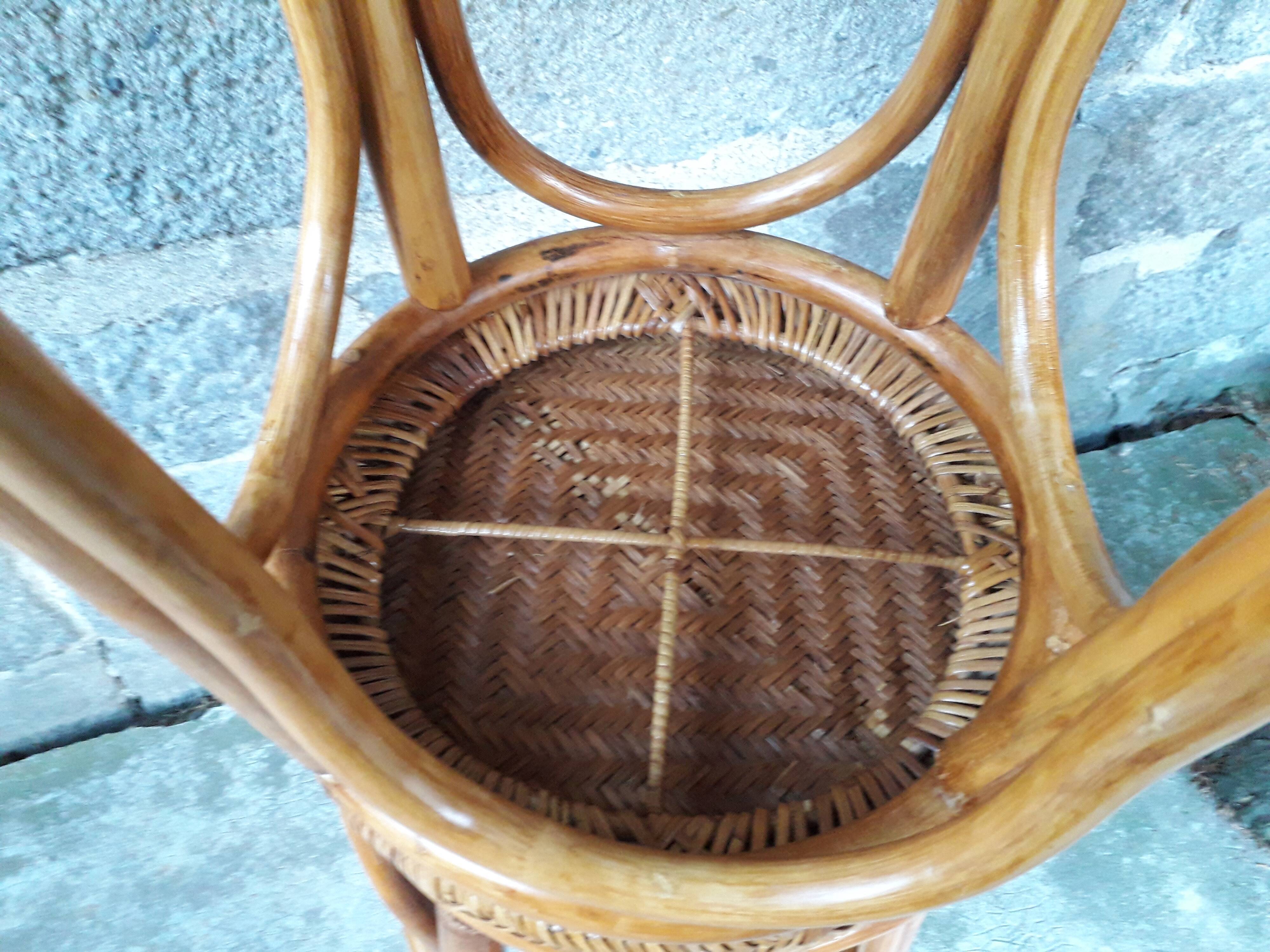 Bar en rotin vintage & ses tabourets