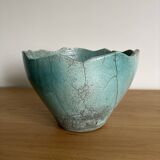 Raku Turchese ceramic artisanal vase