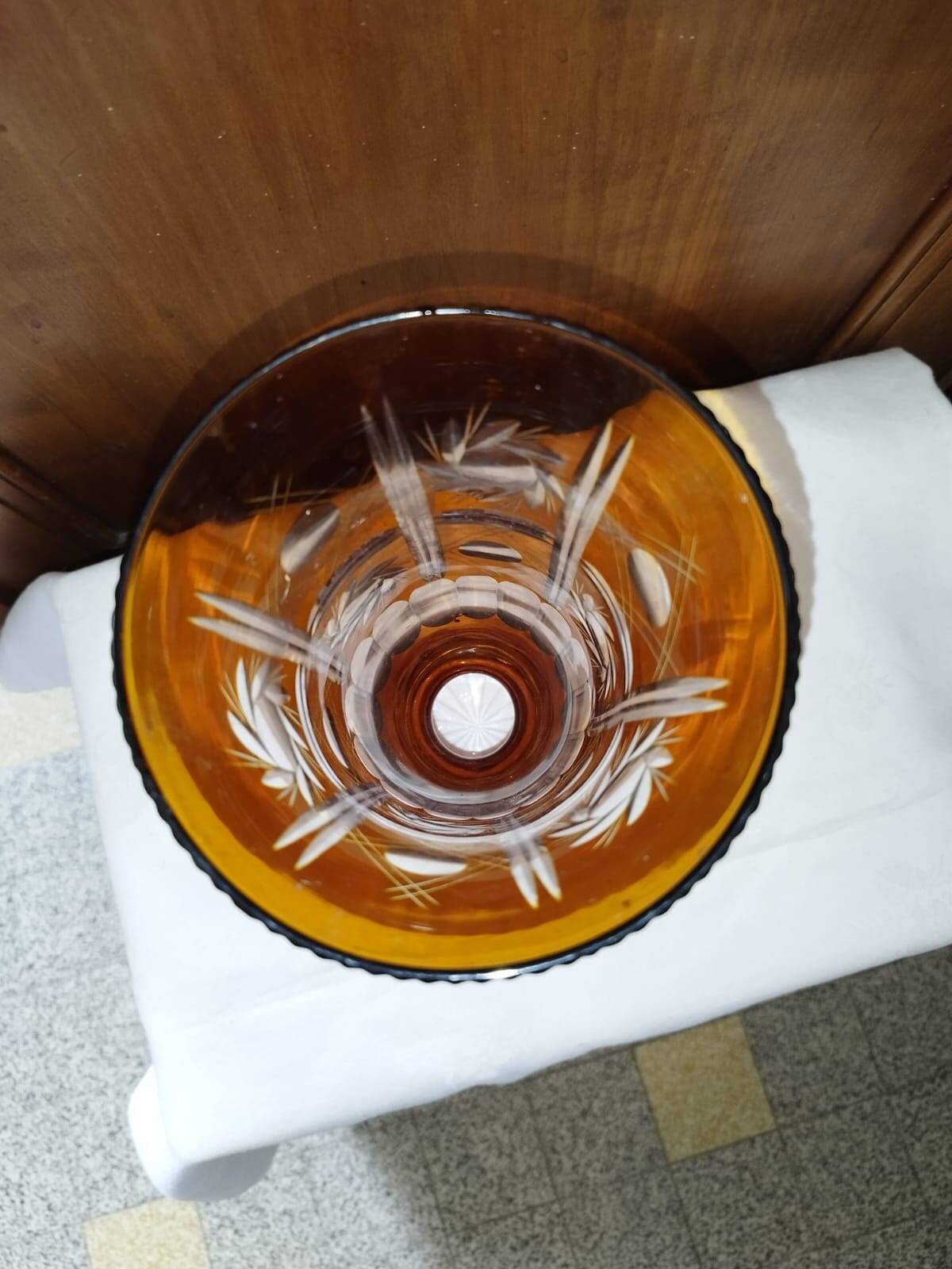 Bohemian crystal chiseled vase