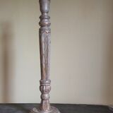 Foot of lamp turned wood carved patina old nineteenth