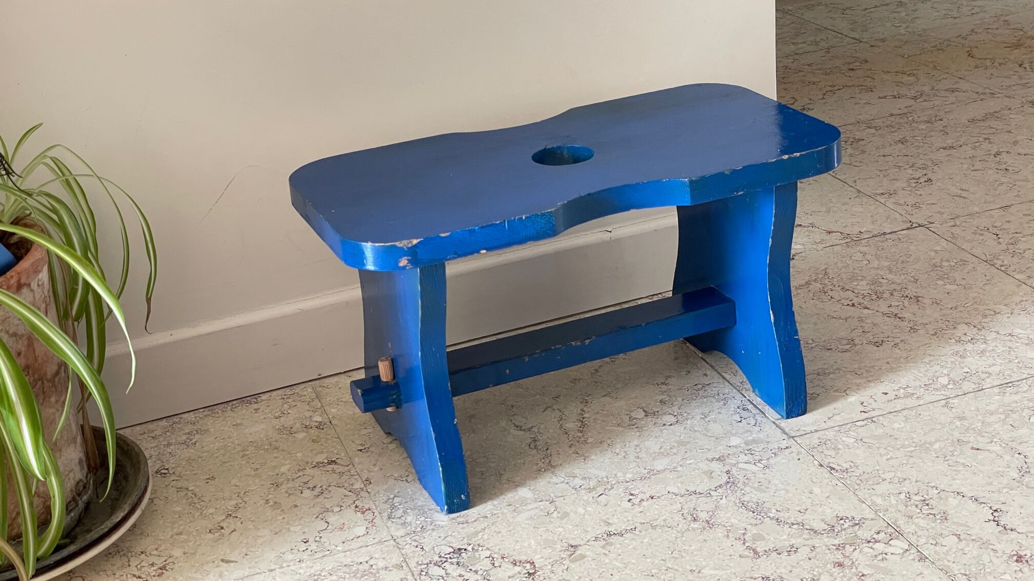 Vintage stool blue electric