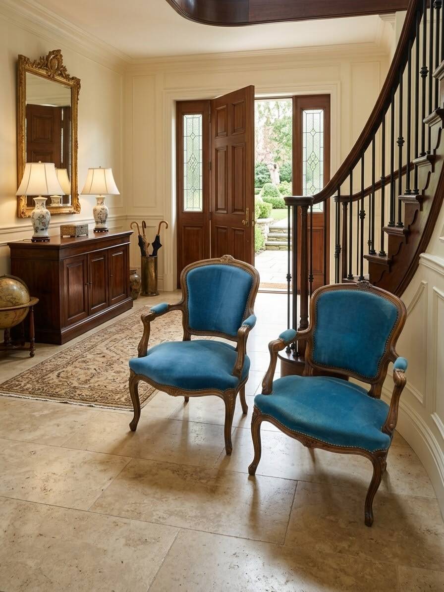 Pair of Louis XV style cabriolet armchairs
