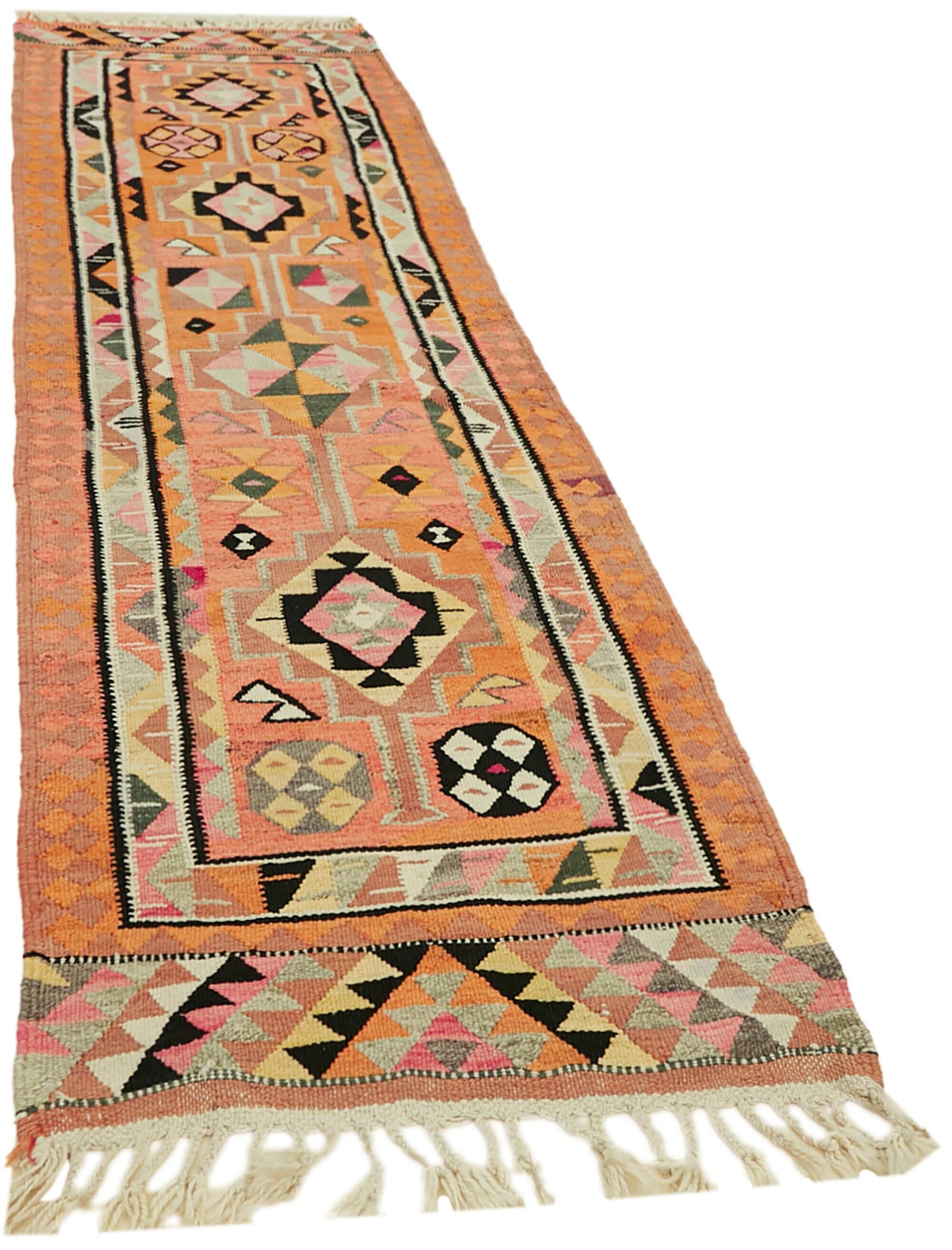 Turkish Handwoven Vintage Herki Kilim 94 cm x 304 cm