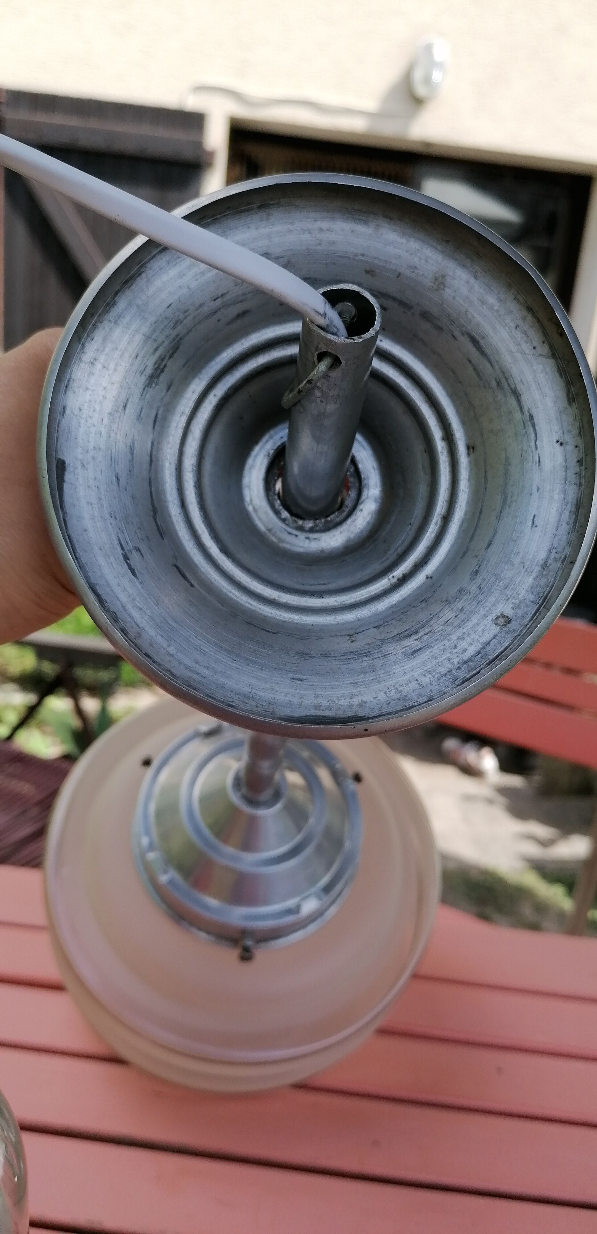 Suspension lamp globe granite glass and gilding, art deco style 30s