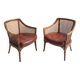 Pair of armchairs in walnut and antique cane, 19th century