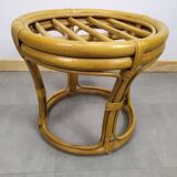 Vintage old rattan pouf