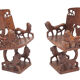 Set of 4 carved armchairs, 1950