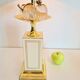 Vintage Regency Brass Crystal Fruit Table Lamp from Le Dauphin, 1970s