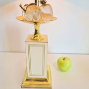Vintage Regency Brass Crystal Fruit Table Lamp from Le Dauphin, 1970s