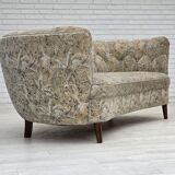 1970s, Danish 3 seater curved sofa, original multicolor furniture fabric.