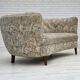 1970s, Danish 3 seater curved sofa, original multicolor furniture fabric.