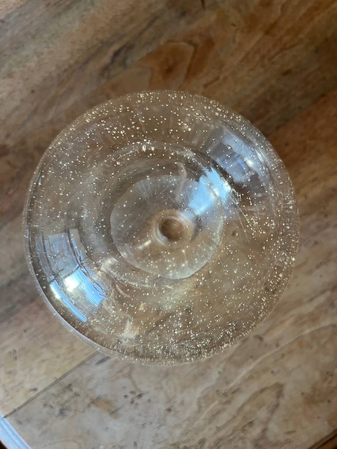 Petite Dame Jeanne en verre bullé transparent