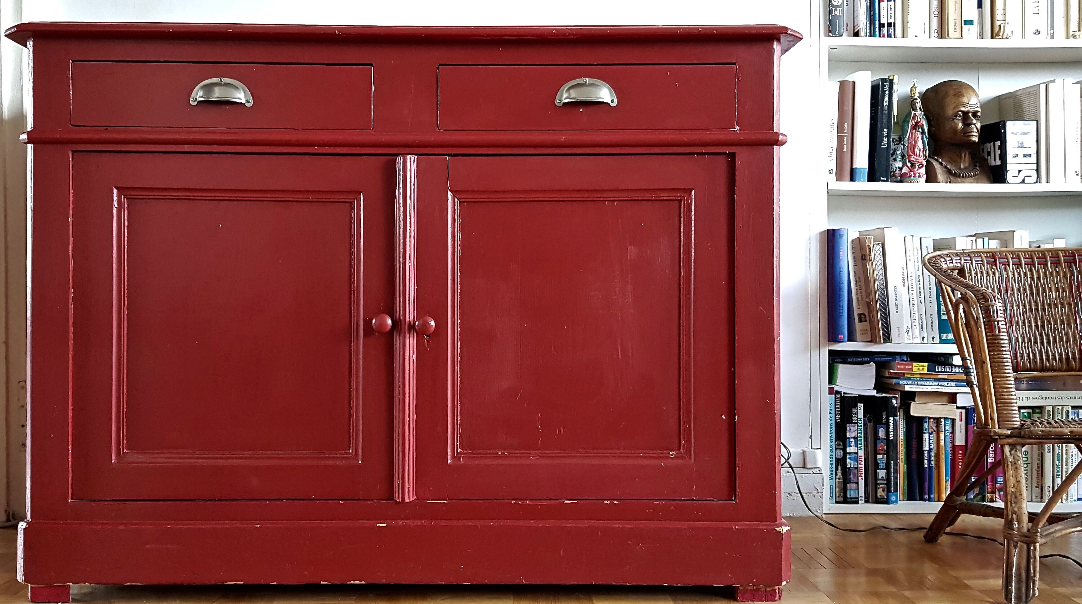 English style painted red storage cabinet