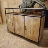 Industrial-style buffet made of solid mango wood.