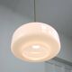 Lampe à Suspension Mid-Century en Laiton et Opaline, Italie, 1950s