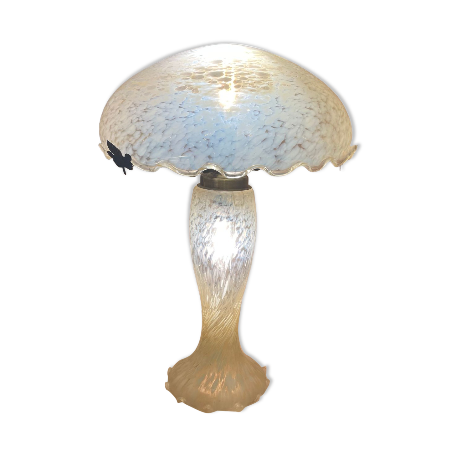 Yellow glass mushroom lamp