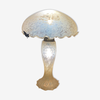 Lampe champignon en verre couleur jaune paille