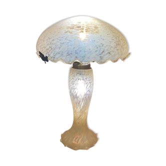 Yellow glass mushroom lamp