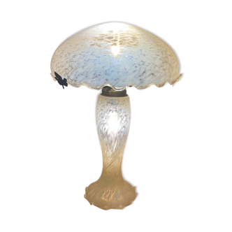Lampe champignon en verre couleur jaune paille