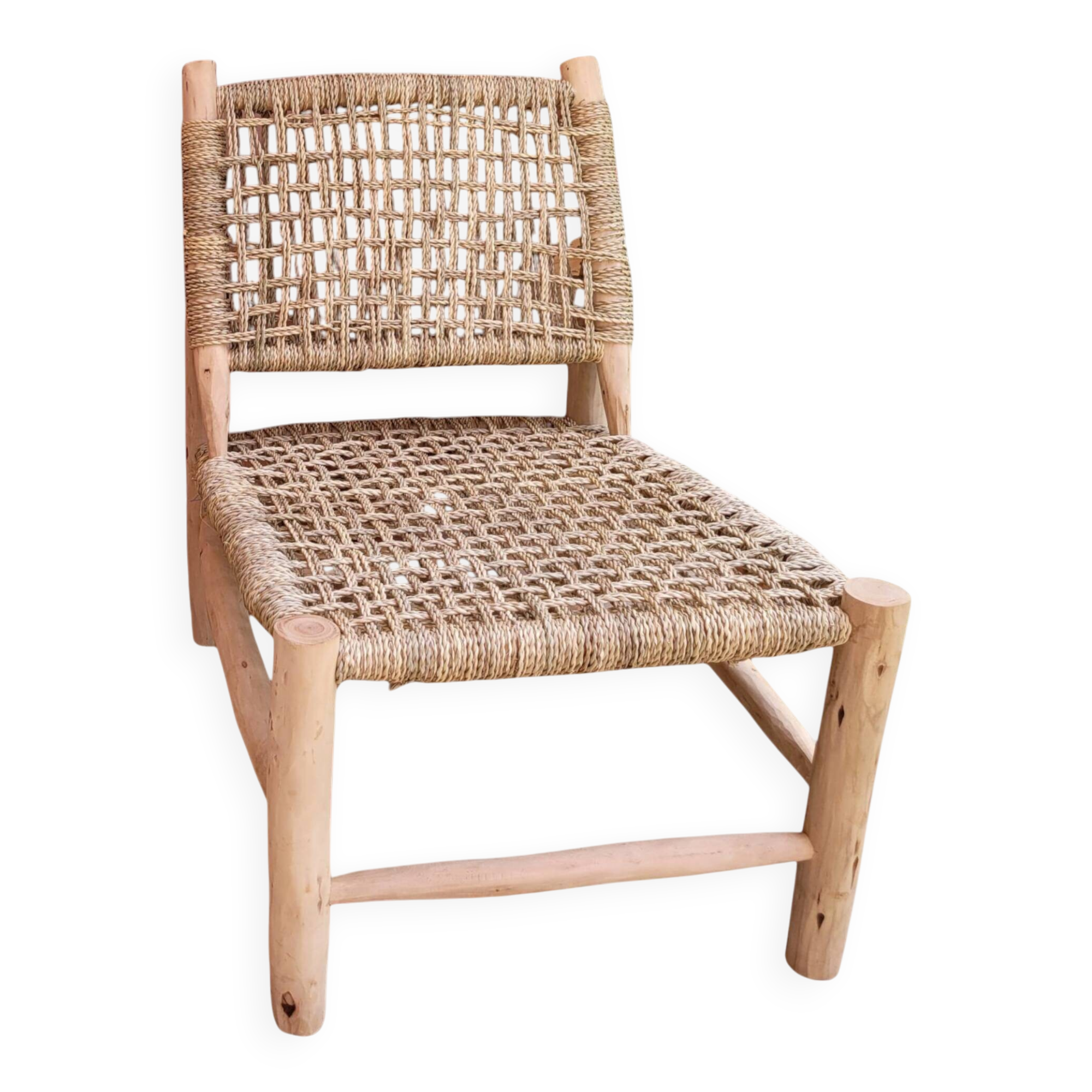 Rope and eucalyptus wood armchair