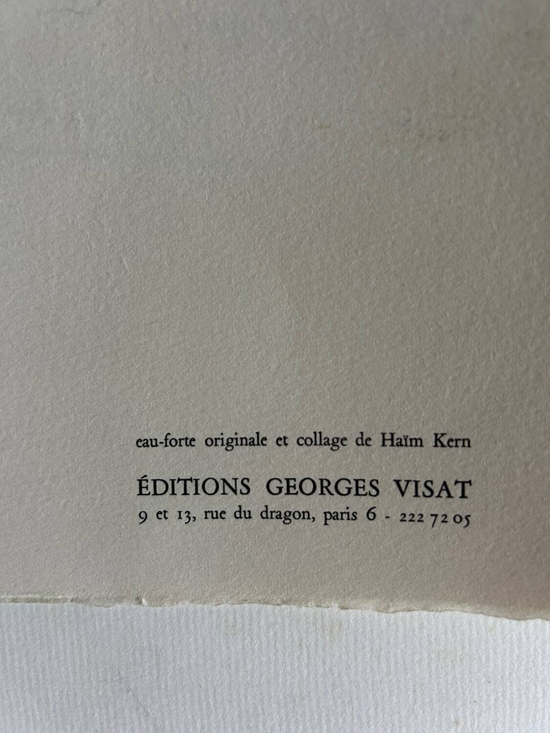 Œuvre Collage Le Chevalet d'Haim Kern. Signature.