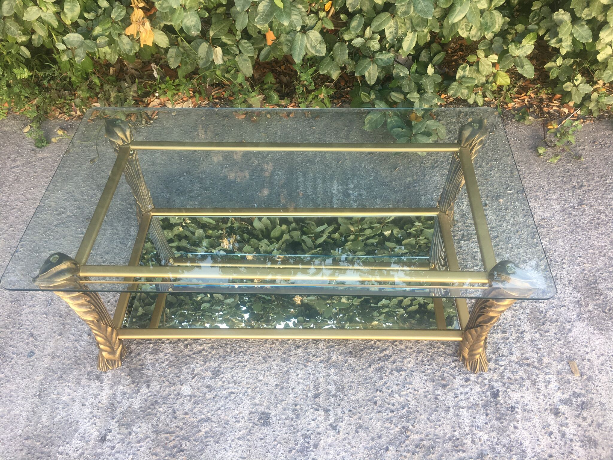 Table basse à deux plateaux verre et miroir