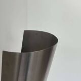 Pair of vintage XL wall lights, brushed curved metal, France 1980