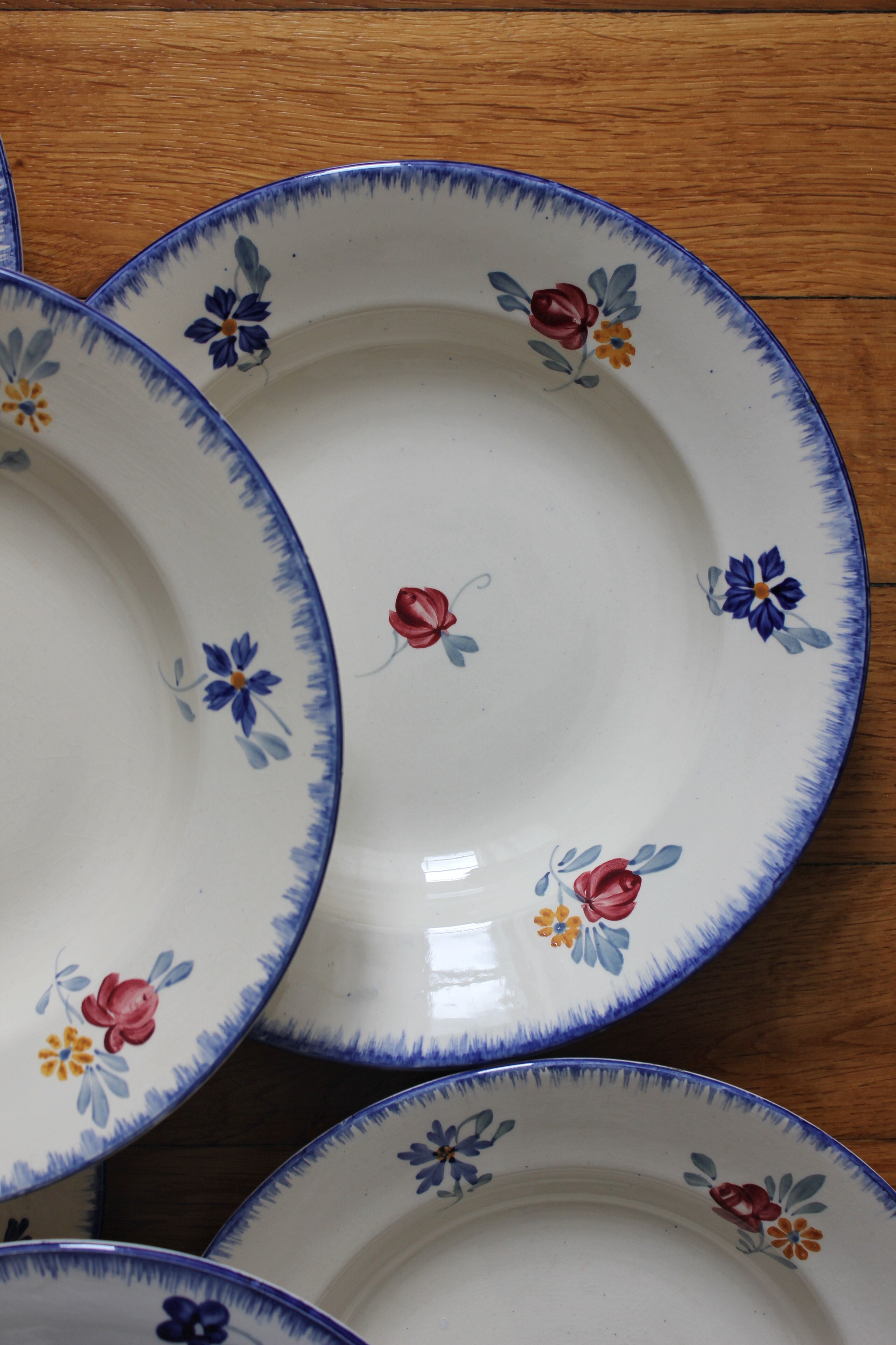 7 floral hollow plates "Mary Lou" Digoin Sarreguemines vintage