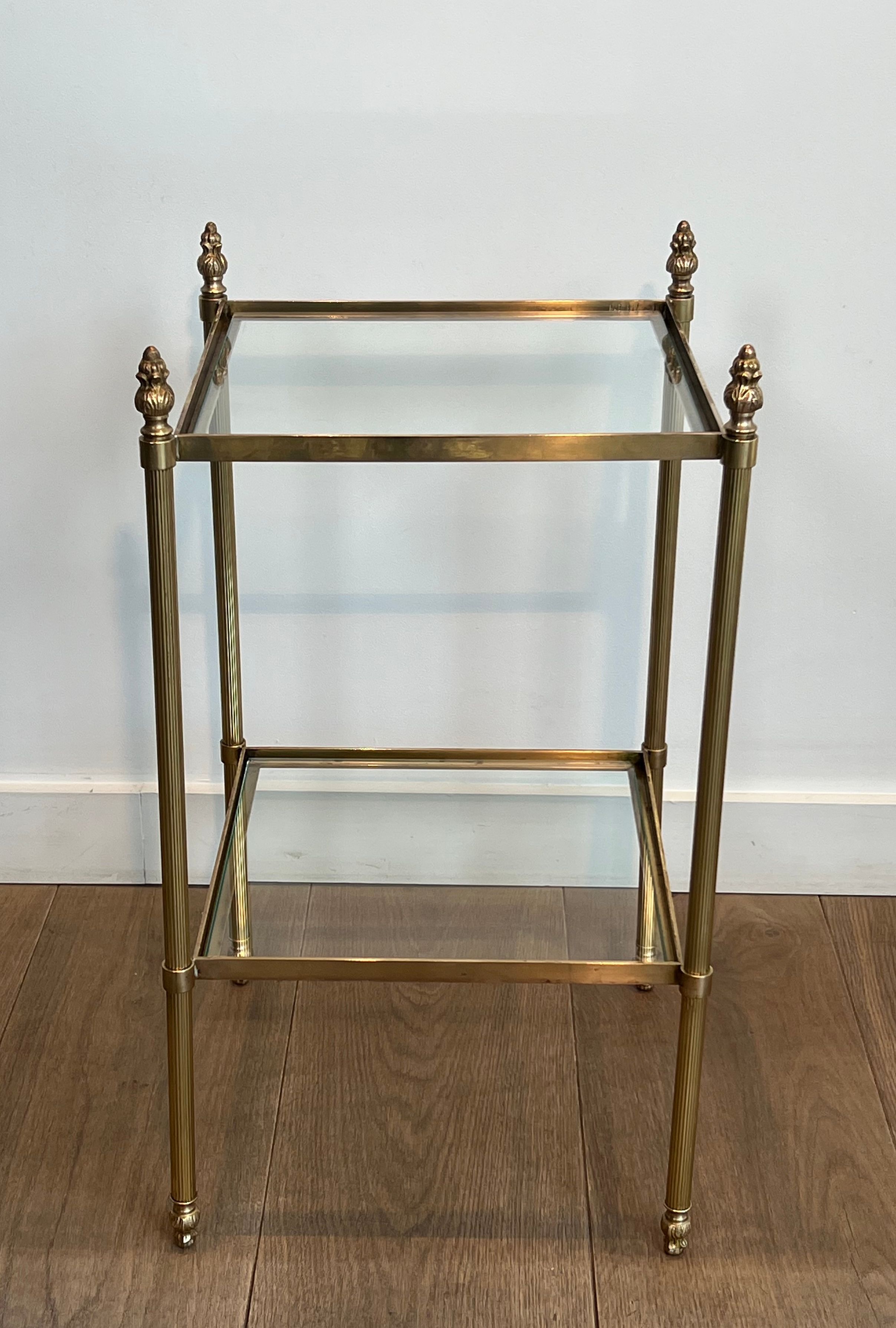 Pair of brass side tables attributed to Maison Jansen