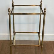 Pair of brass side tables attributed to Maison Jansen