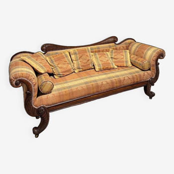 Antique regency mahogany 3-seater sofa.