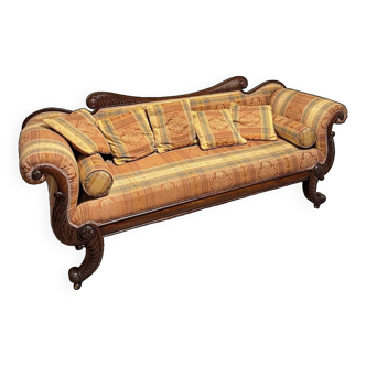 Antique regency mahogany 3-seater sofa.