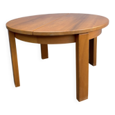 Table ronde en orme massif années 70 Maison Regain