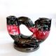 Vintage artisanal two-tone earthenware candle holder Vallauris France