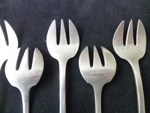 Set of 6 forks with silver metal oysters Art Deco style