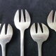 Set of 6 forks with silver metal oysters Art Deco style