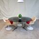 Vtg Mid Century 4 - 6 Seat Glass Aluminium Pedestal Dining Table Retro 60s 70s