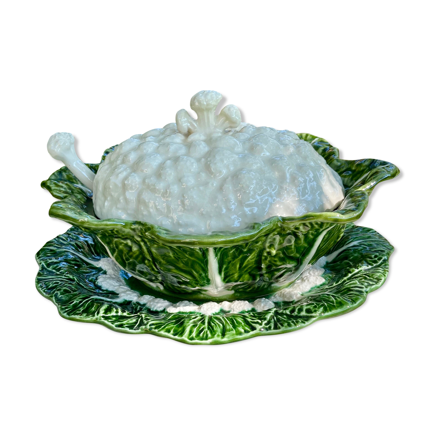 Soupière en faïence - Décor végétal-choux-fleur