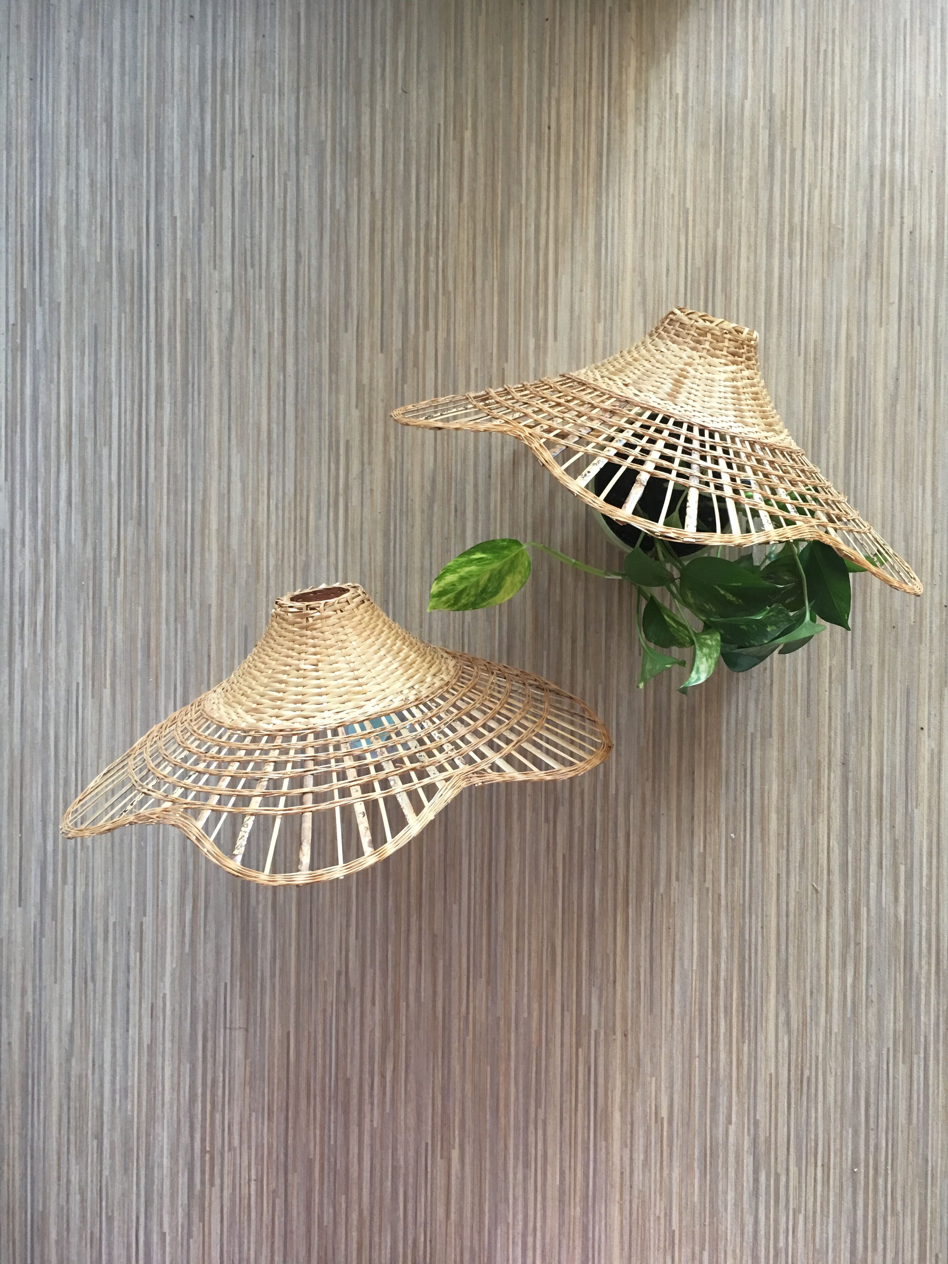 Set of 2 sudpendions in wicker and rattan