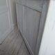 Antique sideboard patinated pearl gray waxed finish, wood top protected by varnish